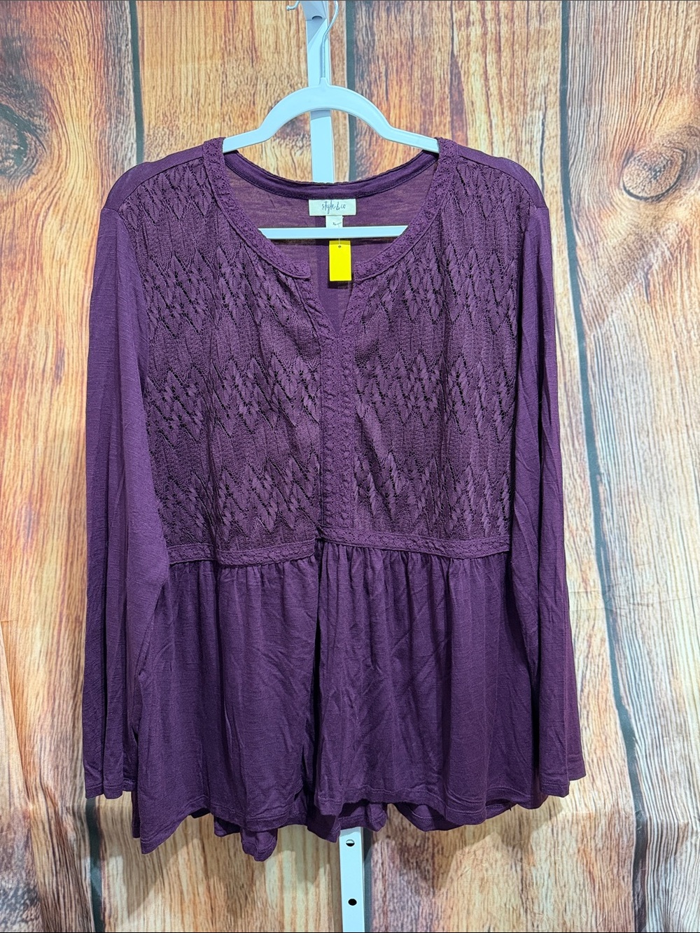 🚨($3 Bundled) Style & Co. Long Sleeve Crochet Lace Blouse Size XL